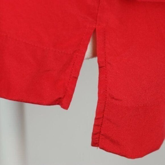 Madewell Retrospect Women's Medium Enamel Red Silk Scoop Neck 3/4 Sleeve Blouse - Picture 6 of 9